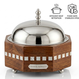 Juego de Cazuelas de Acero Inoxidable Aisladas de Lujo, con Base de Madera, para Mantener Alimentos Calientes, Compatible con Inducción - Product Image 4