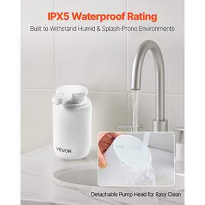 Dispensador de Jabón Automático Recargable de 300 ml/10 oz, Moderno, Sin Contacto, 2 Niveles Ajustables, Contenedor de Espuma con Indicador, Blanco - Product Image 5