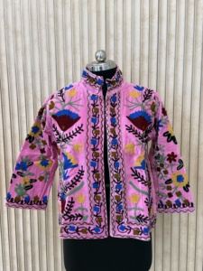 Velvet Printed Autumn Winter <b>Jackets</b> <b>Women</b> Stylish Ethnic Modern Designer Outerwear Breathable Eco-Friendly Vintage Floral - Product Image 4
