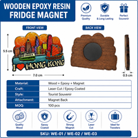 Imanes Personalizados para Refrigerador, Imanes de Madera con Resina Epoxi, Forma de Logotipo de Ciudades, Pintados con Tinta UV, para Decoración del Hogar, Imanes Promocionales