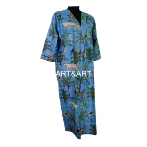 Abito Casual da donna indiano estivo premaman Boho Hippie <span class=keywords><strong>Jungle</strong></span> con stampa scollo a V abito unsize a maniche 3/4 - Product Image 4