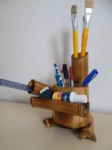 Wooden Workspace Stationery Organizer Handcrafted Timber <b>Desk</b> Pen Cup Wooden <b>Office</b> Accessory Storage Stand <b>Rustic</b> Wood Pencil O - Product Image 4