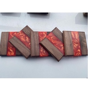 Vintage Style Wooden Coaster Set With Resin Non Slip Tableware Drinkware Mats & Pad For Home <b>Bar</b> Decor Placemat At best Price - Product Image 3