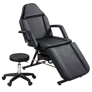 Lettino Estetico Idraulico Multifunzione a 3 Sezioni, Tavolo per Trattamenti Viso, Sedia per Massaggi e Tatuaggi, Due Vassoi Regolabili Idraulicamente - Product Image 1
