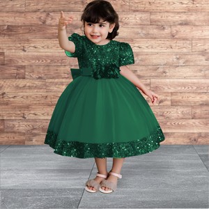 Nouvelle Arrivée 2026 – Robe de Soirée de Luxe pour Enfants, en Velours Vert Brodé de Paillettes et Tulle, Idéale pour Mariages et Événements Spéciaux pour Filles - Product Image 1