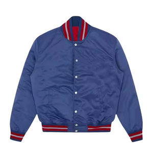 Chaqueta de Béisbol Acolchada Ecológica Personalizada para Hombre de RELEVO INDUSTRY con Mangas de Cuero y Lana para Invierno - Product Image 6