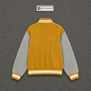Chaqueta universitaria personalizada de lana dorada con mangas gris claro, chaqueta bomber de béisbol de primera calidad para hombre y mujer, venta al por mayor, Letterman - Product Image 6