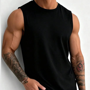 Camisetas sin mangas casuales para hombre, para gimnasio, con cuello en V, transpirables, de punto, para musculación, 100% poliéster, lisas, personalizadas - Product Image 1
