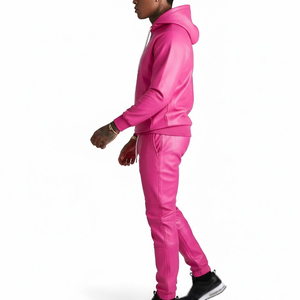 Conjunto Deportivo con Capucha Rosa para Hombre, Sudadera Larga y Pantalones Jogger, Color Sólido, Ropa Urbana, Transpirable, de Poliéster - Product Image 2