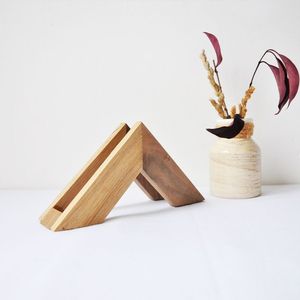 Compact Wooden Napkin <b>Holder</b> For Tabletop Dining <b>Kitchen</b> <b>Tissue</b> Dispenser Organizer Space Saving Stylish Design Stand - Product Image 1