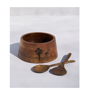 Handmade Natural Acacia Wood round shape Salad <b>Bowl</b> Set Eco-Friendly <b>Large</b> Wooden Serving <b>Bowl</b> For Home Decoration - Product Image 5