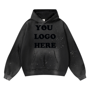 Premium 100% Cotton Heavyweight Men’s <b>Spray</b> Washed Rhinestone Design Hoodies Custom OEM Streetwear Manufacturer Stylish Design - Product Image 2