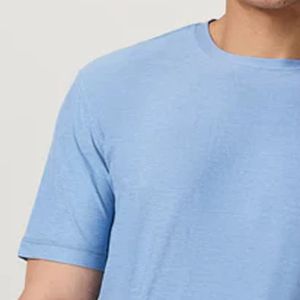 Camiseta Básica Azul Claro para Hombre, Cuello Redondo, Manga Corta, Corte Regular, Color Sólido Informal, 100% Algodón Jersey, Camiseta Esencial - Product Image 6