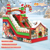 Toboggan gonflable sur le thème du château de Noël avec mur d'escalade, toboggan gonflable géant pour les fêtes d'enfants, location pour les entreprises