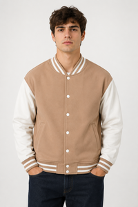 <b>Men's</b> Custom Letterman Style Varsity Bomber Baseball <b>Jacket</b> Waterproof Windproof Cotton Blend Ribbed Collar Cuffs Wholesale - Product Image 4