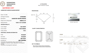 Diamant de laboratoire de couleur marron fantaisie taille émeraude 3,82 ct VVS2 |   Bague de fiançailles en diamant brun champagne poli, taille EX, sertie de diamants lâches - Product Image 2