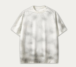 Camiseta de manga corta con lavado ácido, corte regular, cuello redondo, algodón, hombros caídos, estilo vintage, al por mayor - Product Image 1