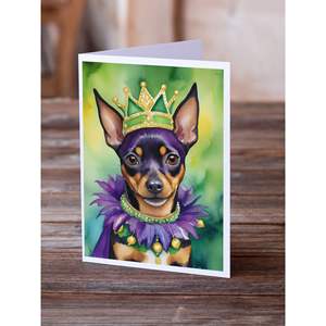Miniature Pinscher King Mardi Gras Carte de Voeux Pack 8 Vierge A7 Taille 5x7 Cartes de Note avec Enveloppes Conception Lunatique - Product Image 2