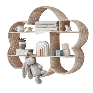 Estante de Pared de Mimbre en Forma de Nube, Estante Flotante de Fibra Natural Tejida, Decoración de Pared Boho Sostenible, Organizador para Sala de Estar y Baño - Product Image 1