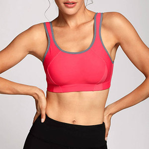 Coral Color High Support Sports <b>Bra</b> <b>Halter</b> Neckline Deep V-<b>Neck</b> Bow Open Back Design for Women Workout Yoga Breathable Support - Product Image 1