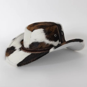 Chapeau de cowboy en fourrure unisexe, motif marron, noir et blanc, décontracté, pour adulte, 56-58 cm, quatre saisons - Product Image 5