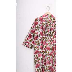 Bata Kimono 100% Algodón con Estampado Floral, Transpirable y Romántica, para Mujer, Ropa de Noche de Verano, Túnica de Playa con Logo Trasero - Product Image 3