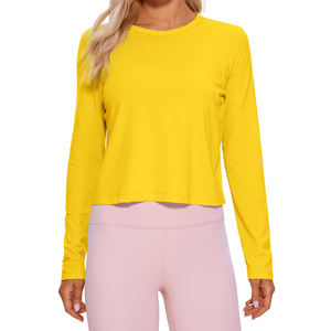 Camiseta de yoga para mujer, ropa de gimnasio para mujer, fácil de llevar, de manga larga, elástica y transpirable, camiseta de yoga para mujer - Product Image 4