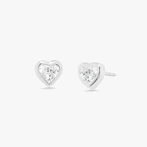 Heart Cut Lab Grown Diamond Stud <b>Earring</b> 14K 18K Solid Gold Bezel Set Push <b>Back</b> Minimalist Everyday Wear Studs Jewelry Wholesale - Product Image 3