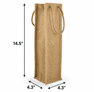 ถุงของขวัญใส่ขวดทำจากปอกระเจาธรรมชาติ ขนาด 14.5x4.3 นิ้ว จากรัฐเบงกอลตะวันตก พร้อมหูหิ้วเชือก สำหรับบรรจุภัณฑ์ขายปลีกและใช้ในการส่งเสริมการขาย - Product Image 2