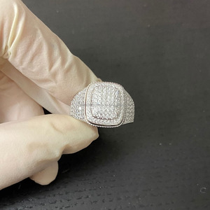 Iced Out Bling Round Cut Moissanite Diamond <b>Men</b>’s Cluster <b>Ring</b> 925 Sterling <b>Silver</b> Statement <b>Ring</b> Hip Hop Jewelry for Gifts - Product Image 5