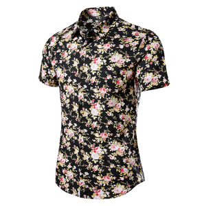 Chemise à manches courtes pour homme, à fleurs, boutonnée, style vintage rétro, imprimé plage, hawaïenne, chemise homme - Product Image 2