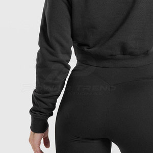 Sudadera con Capucha Corta para Mujer, Diseño Sencillo, Transpirable, de Algodón y Felpa, Manga Larga, para Deportes y Uso Casual - Product Image 4