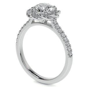 Anillo de compromiso, aniversario o boda, elegante y moderno, de oro de 14k/18k, con halo retorcido, diamante brillante cultivado en laboratorio, certificado IGI, estilo catedral. - Product Image 4