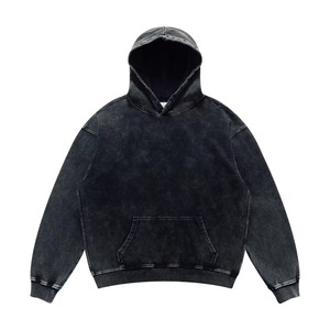 Sweat à capuche épais 350 GSM pour homme, coupe oversize, en coton délavé, finition vieillie, imprimé en relief - Product Image 4