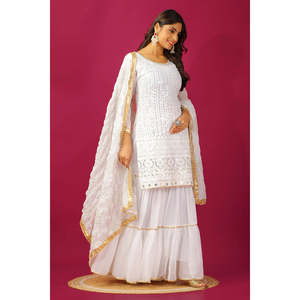 Conjuntos de diseñador para mujer Faux Georgette Heavy Top Plazzo con Dupatta Elegante y elegante - Product Image 3