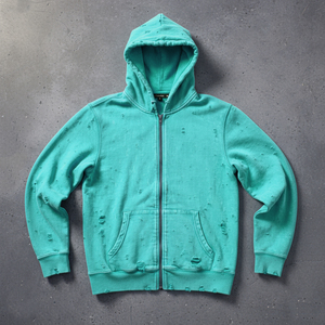 Ensemble de survêtement de luxe personnalisé pour homme avec strass, comprenant un sweat à capuche et un pantalon de jogging à manches longues et fermeture éclair intégrale, effet délavé soleil - Product Image 5