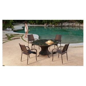 Silla de Jardín Moderna de Ratán, Sillón de Exterior de Diseño Contemporáneo, Patas Cónicas Resistentes, Uso en Pisos Duros - Product Image 5