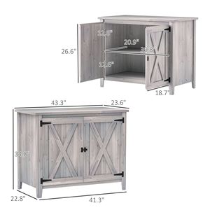 Armadio da Esterno in Legno Grigio Chiaro, Facile da Montare, Casetta da Giardino con Doppia Porta e Ripiano - Product Image 3