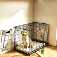Cage à chien ronde pliable en métal de luxe avec plateau en plastique et fermeture à bouton-pression, taille XL/XXL pour chiens de taille moyenne/grande et petits chats