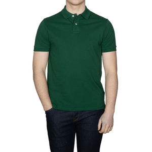 <b>Men's</b> <b>Green</b> Solid Cotton Pique <b>Polo</b> <b>Shirt</b> Short Sleeve Casual Breathable Regular Fit - Product Image 2