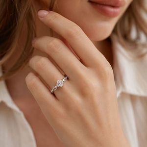 Hypoallergenic 925 Sterling <b>Silver</b> Clover <b>Ring</b> with <b>Adjustable</b> Chain Band for Women Sensitive Skin Fine Jewelry - Product Image 5