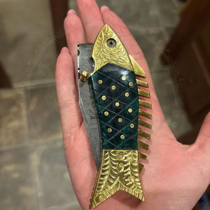 Couteau à poisson pliant en acier Damas de haute qualité avec manche confortable en os de chameau, meilleur design pour une prise ferme, personnalisable OEM - Product Image 6