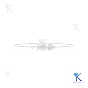 Lab Grown Diamond Floral Leaf Chain <b>Bracelet</b> 14K 18K <b>Solid</b> Gold Fine Women Minimalist Dainty Olive Branch Jewelry Manufacturer - Product Image 2