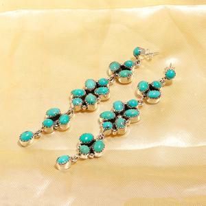 New Fashionable Best Quality Natural Turquoise Oval Shape Dangle <b>Earrings</b> Silver Plated Jewelry for Women Girls <b>Top</b> Sale - Product Image 3