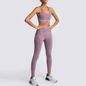 ชุดโยคะผู้หญิงแบบสั่งทำได้ MOQ ต่ำ พร้อมโลโก้ด้านหน้า ชุดออกกำลังกายคุณภาพสูง 2 ชิ้น น้ำหนักเบา ระบายอากาศได้ดี - Product Image 2