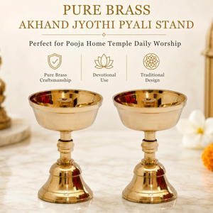Bhimonee Decor Support Pyali Akhand Jyothi en Laiton Pur, Lampe à Huile Traditionnelle Nanda Table Diya pour Puja Mandir et Temple Domestique - Product Image 4