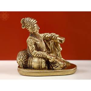 Escultura de latón hecha a mano de 4 pulgadas de Chhatrapati Shivaji Maharaj obra de arte indio - Product Image 2