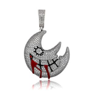 Iced Out <b>Moon</b> Pendant <b>Necklace</b> Micro Insert Zircon Brass Gold Plated Crescent Charm for Party Jewelry - Product Image 1