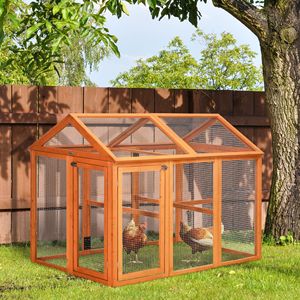 Recinto per Polli in Legno Arancione 4.6FT X 2.8FT Design Combinabile con Posatoi Gabbie per Animali - Product Image 2