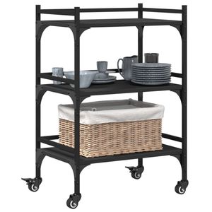 Chariot de cuisine noir 19,7''x13,8''x29,7'' en bois d'ingénierie, îlots et chariots de cuisine - Product Image 6